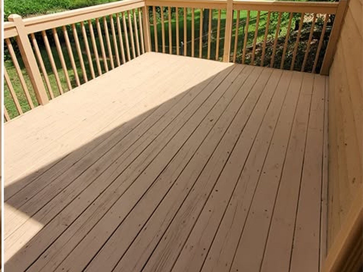 Wood deck after cleaning and staining