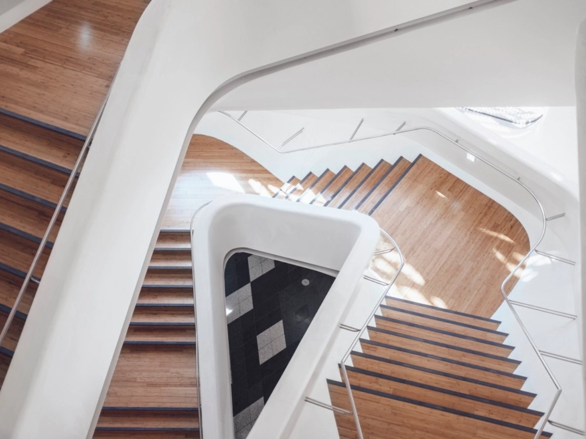 Refinished wood stair treads