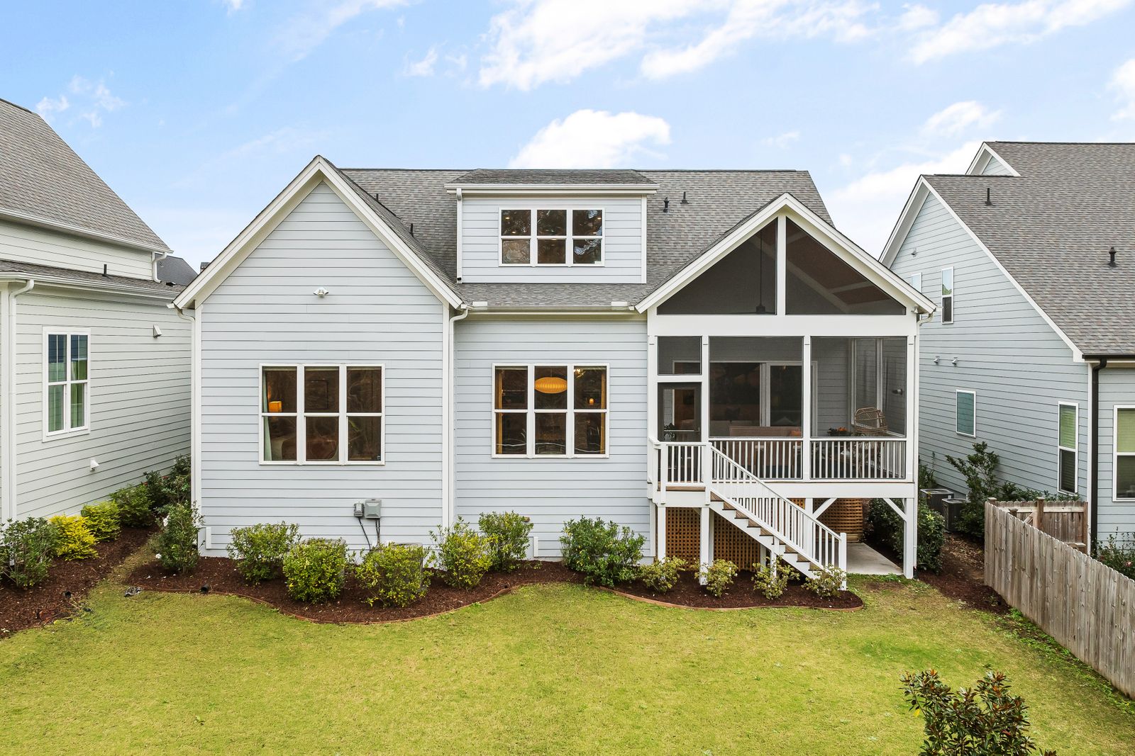 A screened porch on a suburban house